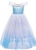 Kids Costumes to Hire - Blue & White ruffle sleeve mesh Dress  - GIRL - 8YEARS 